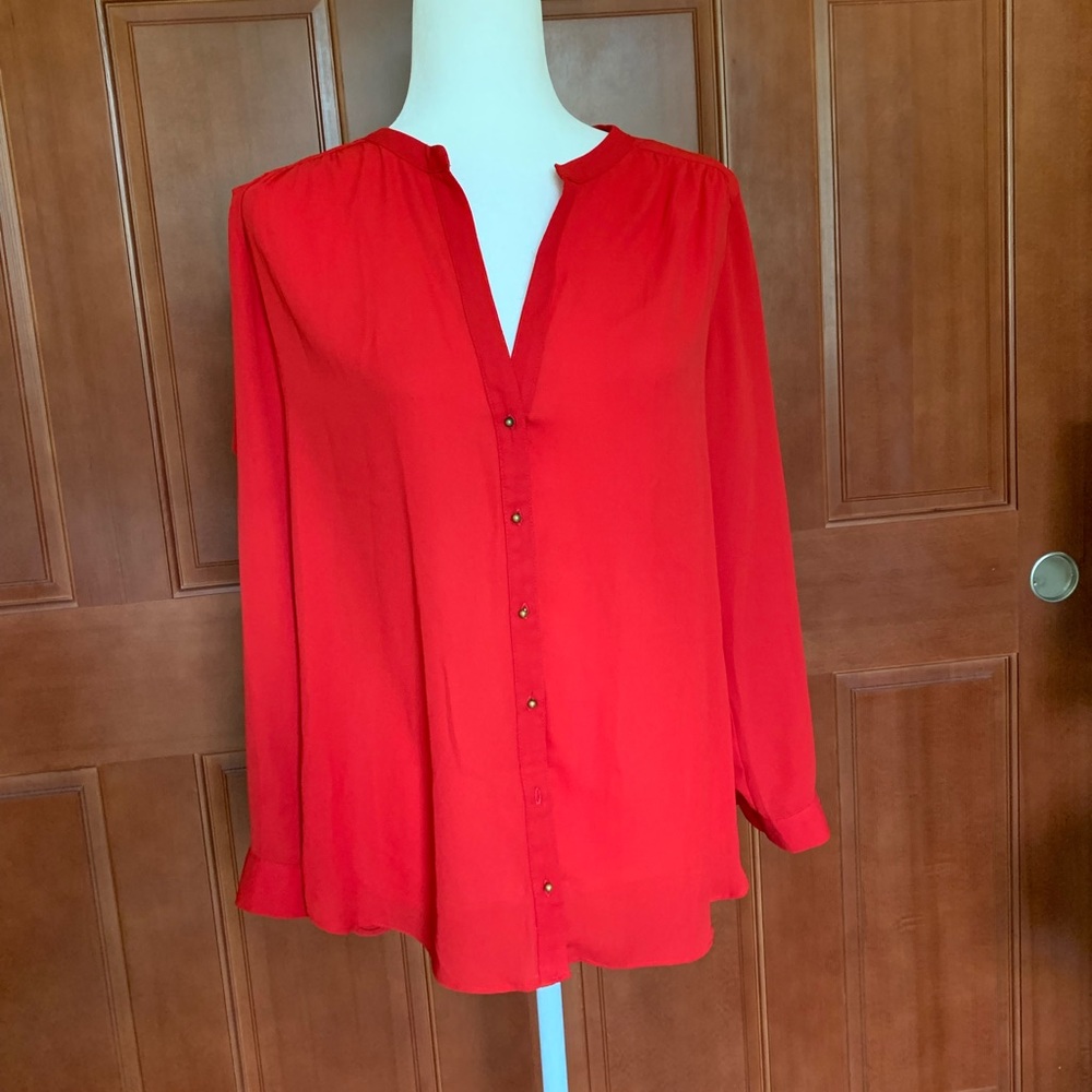 SOLD! Like New - Red long-sleeved blouse - M